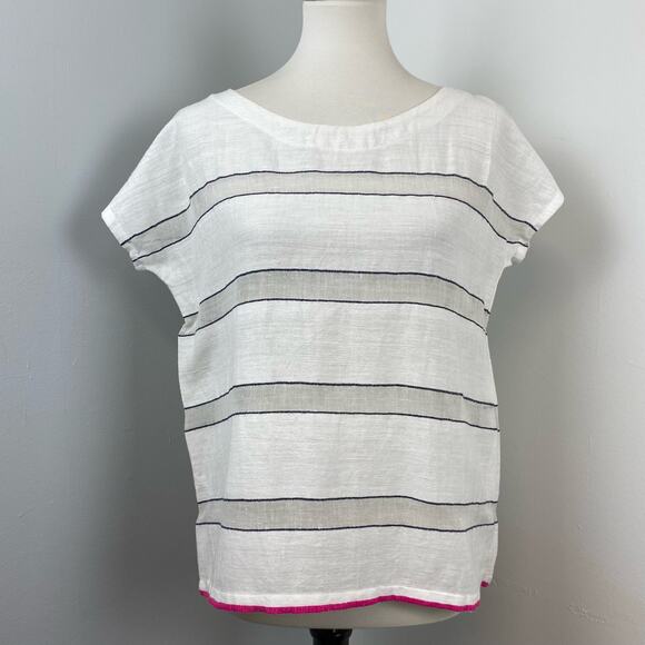 LemLem Nautical Shora Striped Short Sleeve Lagenlook Womens Top Small Handmade - Picture 1 of 9